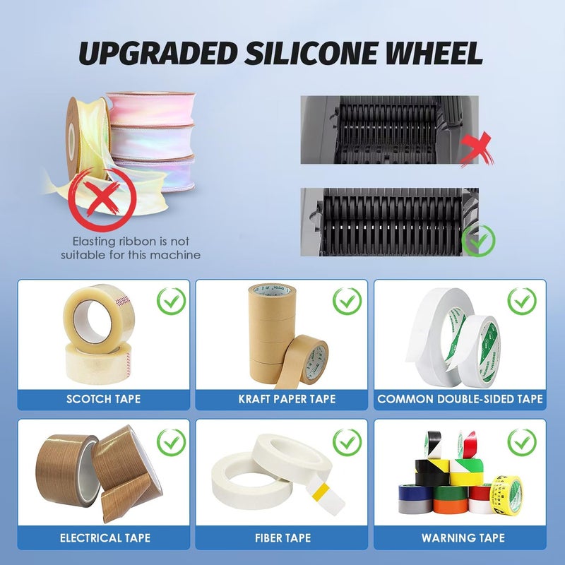 Frifreego Automatic Tape Dispenser, Electric Ribbon Cutting Machine, Upgraded Silicone Wheel for 6-60mm Width Tape/Ribbon, Max. Cutting Length 999mm, 110V, Unsuitable for Elastic Ribbons - Image 5